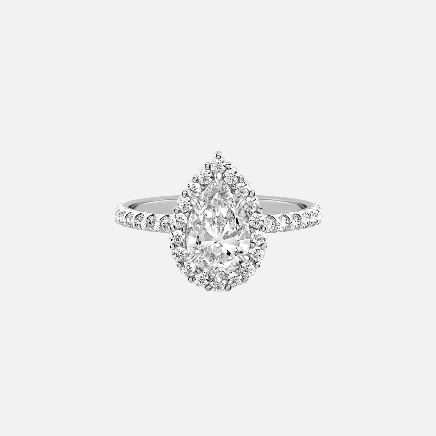 The Halo Amadora Pear Pave Moissanite Ring - KNT - Engagement Rings, Wedding Bands & Fine Jewelry