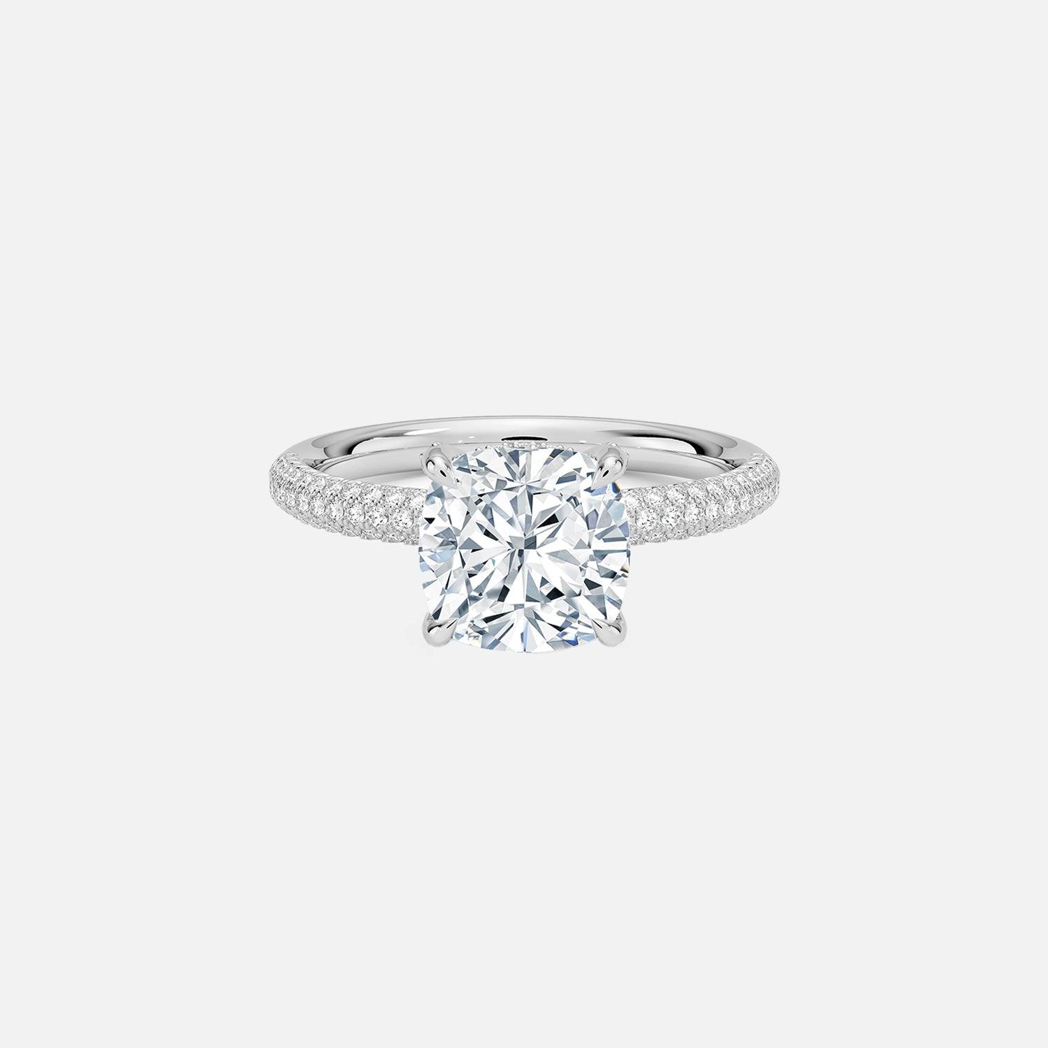 The Hidden Halo Aurora Cushion Pave Moissanite Ring - KNT - Engagement Rings, Wedding Bands & Fine Jewelry