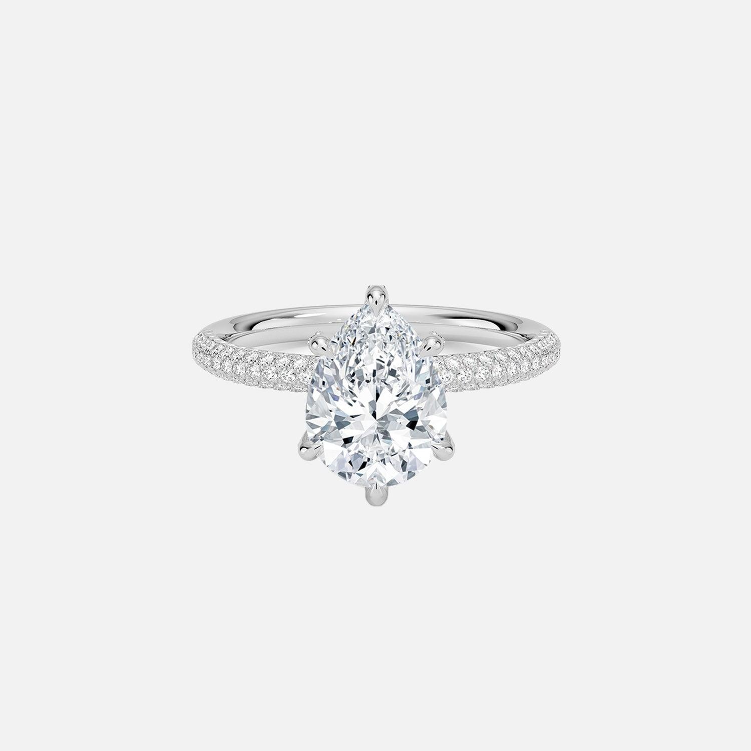 The Hidden Halo Aurora Pear Pave Moissanite Ring - KNT - Engagement Rings, Wedding Bands & Fine Jewelry