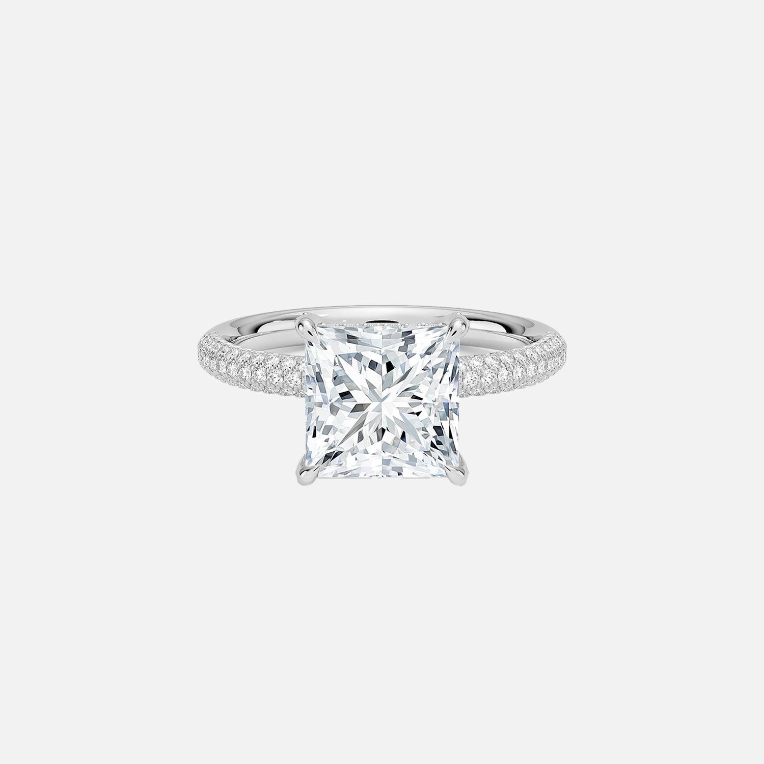 The Hidden Halo Aurora Princess Pave Moissanite Ring - KNT - Engagement Rings, Wedding Bands & Fine Jewelry