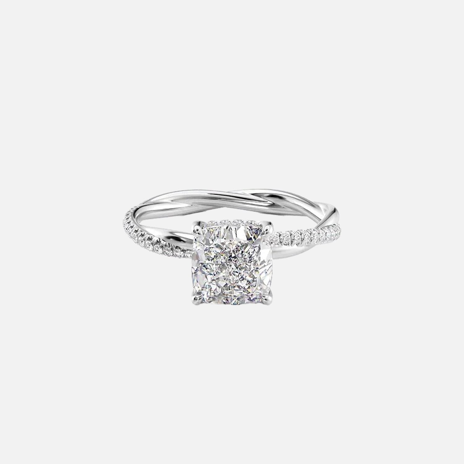 The Hidden Halo Camilla Cushion Pave Moissanite Ring - KNT - Engagement Rings, Wedding Bands & Fine Jewelry