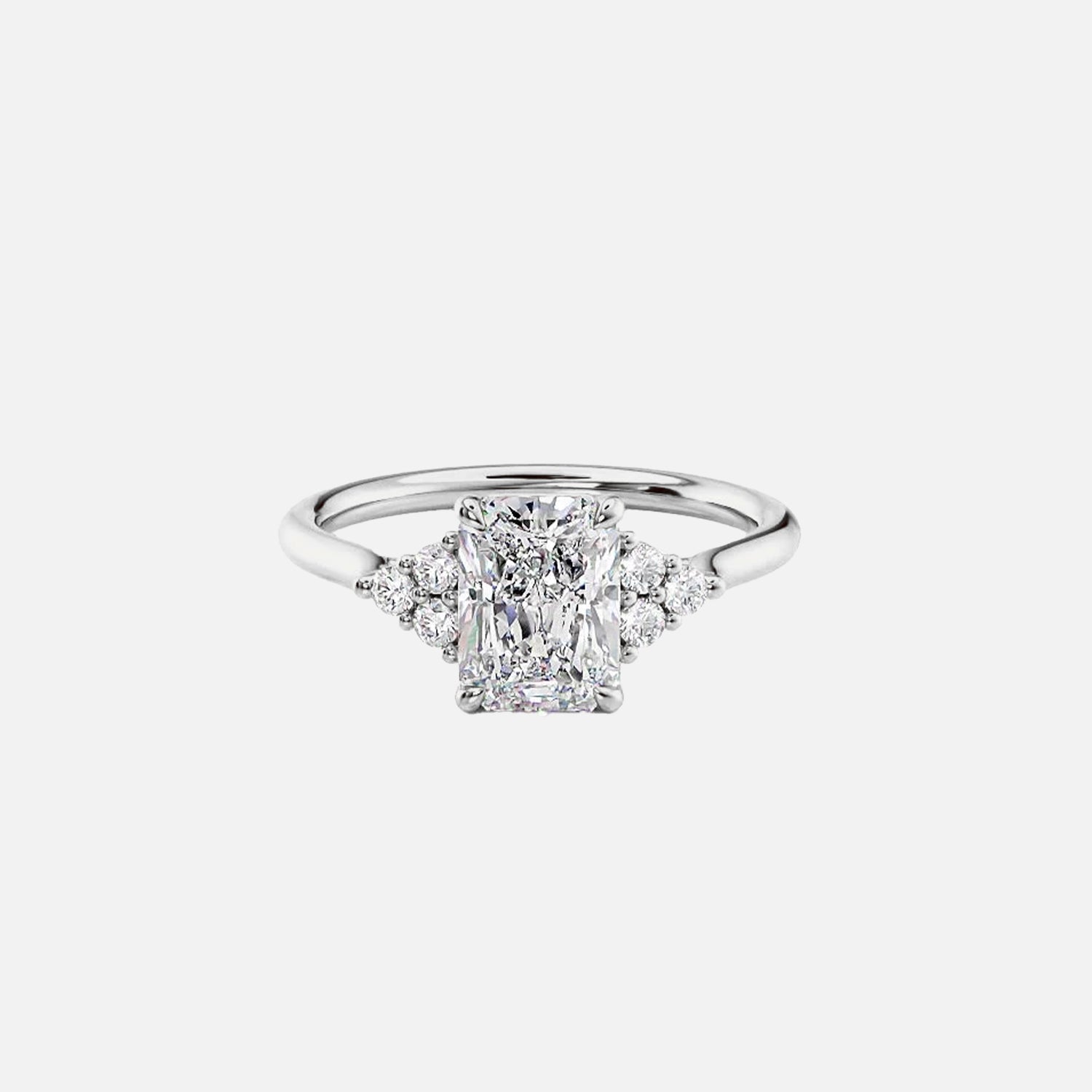 The Side Stone Catharina Radiant Solitaire Moissanite Ring - KNT - Engagement Rings, Wedding Bands & Fine Jewelry