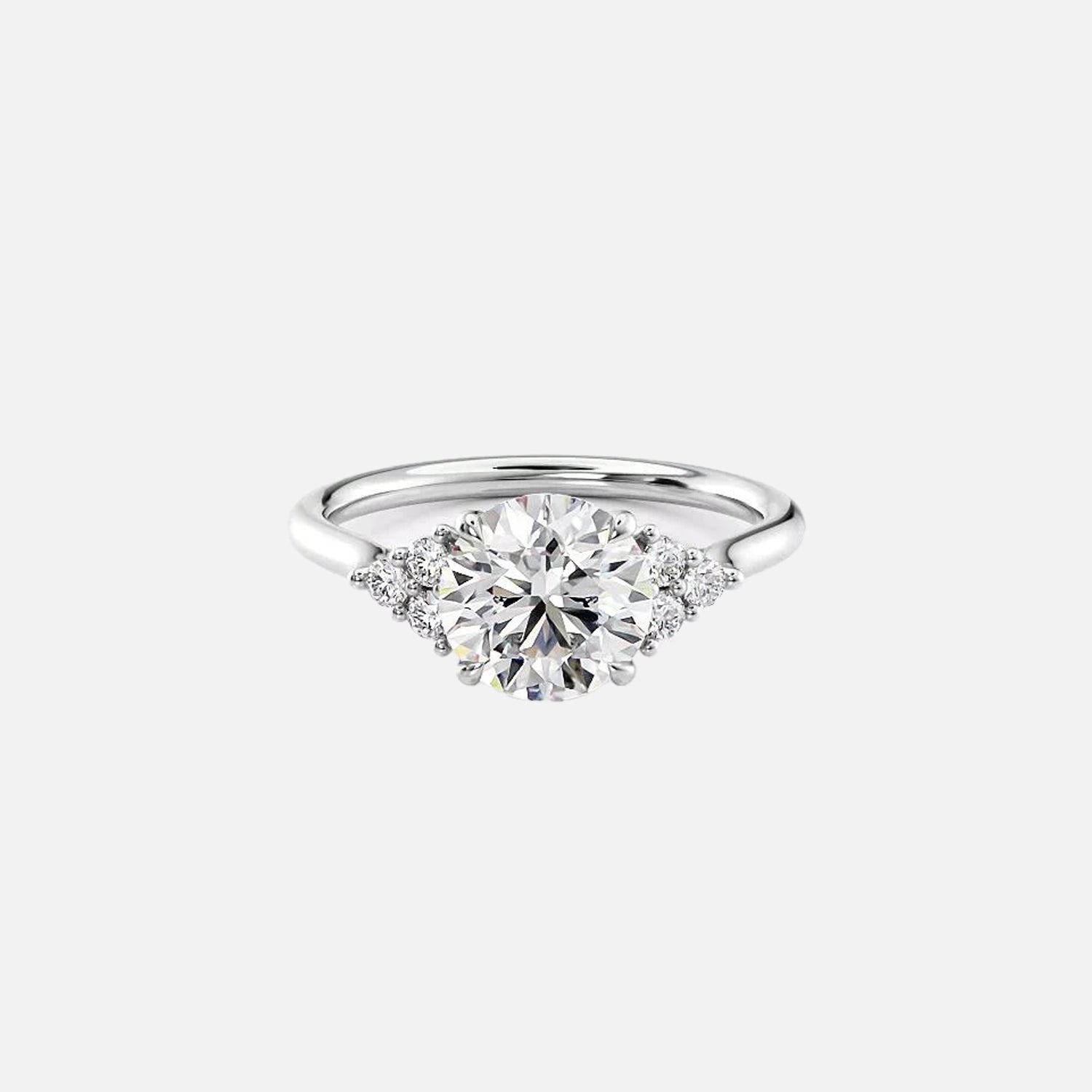 The Side Stone Catharina Round Solitaire Moissanite Ring - KNT - Engagement Rings, Wedding Bands & Fine Jewelry