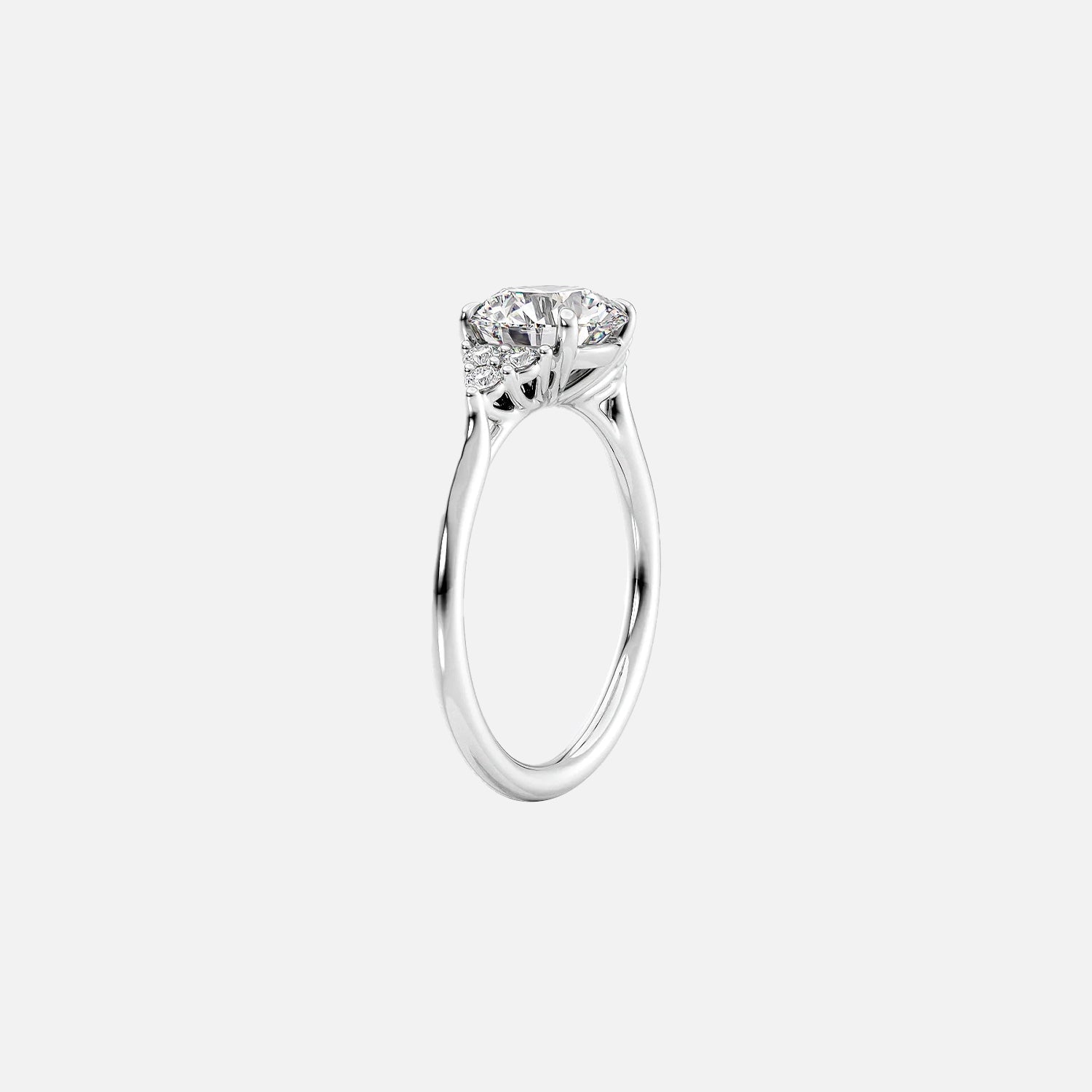 The Side Stone Catharina Round Solitaire Moissanite Ring - KNT - Engagement Rings, Wedding Bands & Fine Jewelry