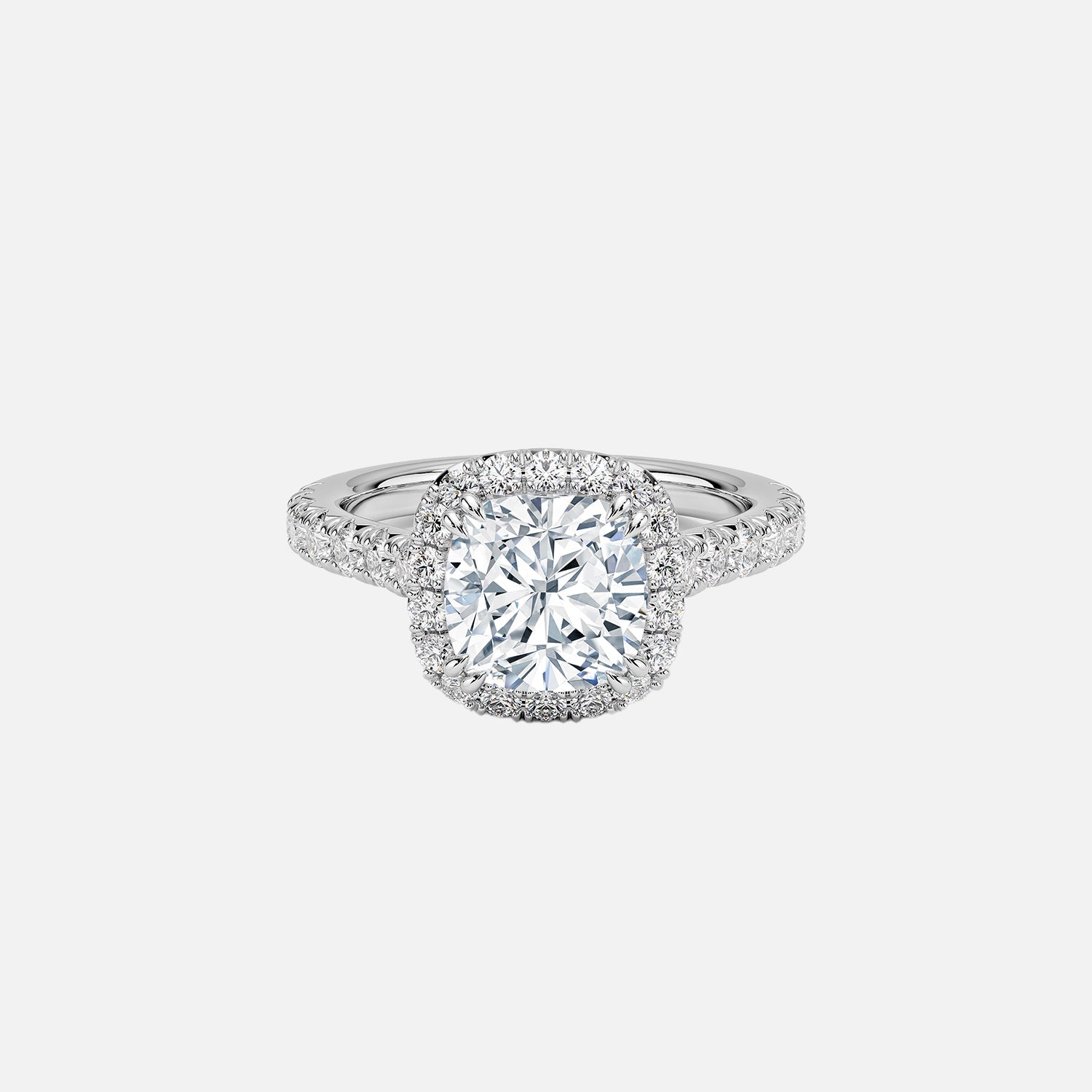 The Halo Donisha Cushion Pave Moissanite Ring - KNT - Engagement Rings, Wedding Bands & Fine Jewelry