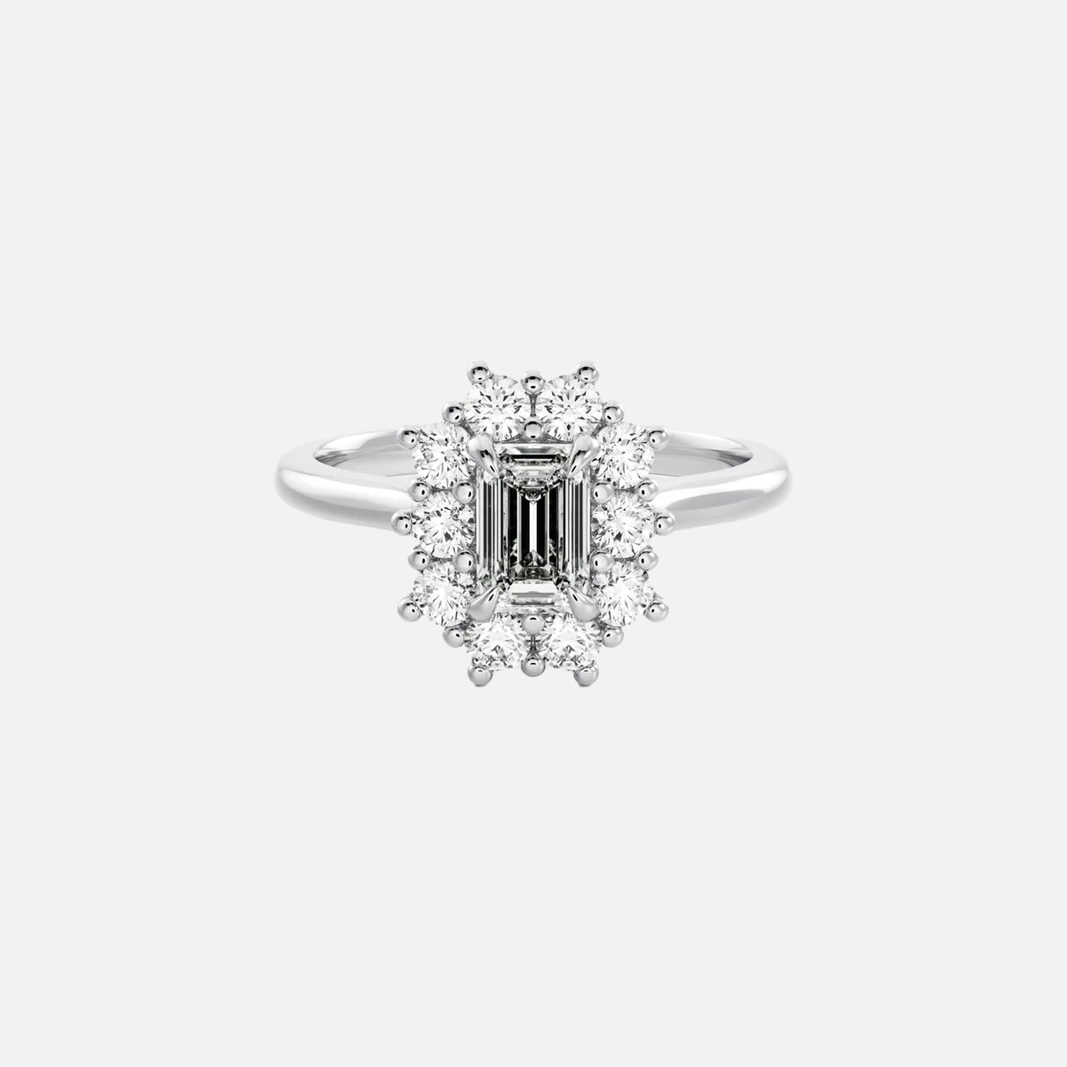 The Halo Eleanor Emerald Vintage Moissanite Ring - KNT - Engagement Rings, Wedding Bands & Fine Jewelry