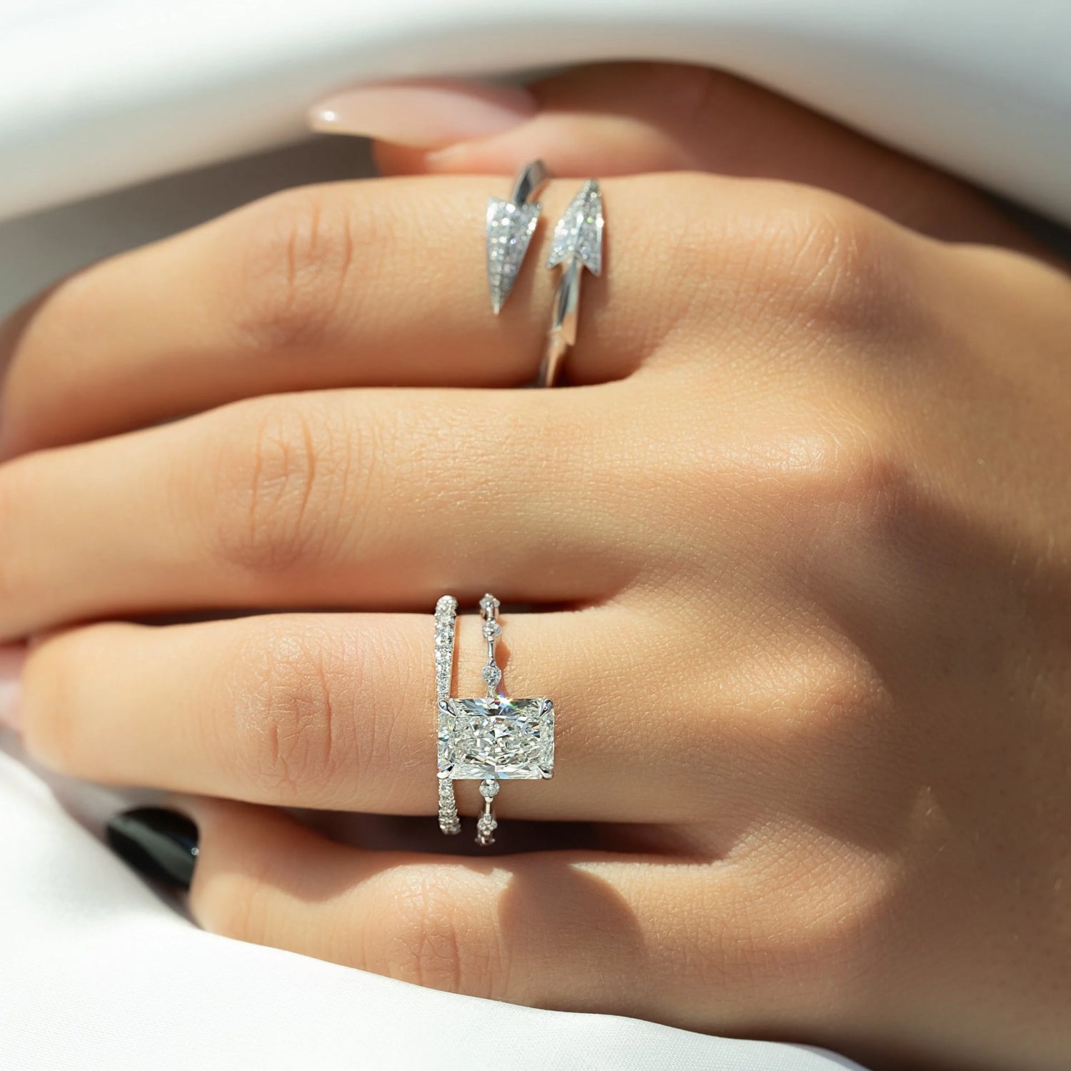 The Pave Freyja Radiant Moissanite Ring - KNT - Engagement Rings, Wedding Bands & Fine Jewelry