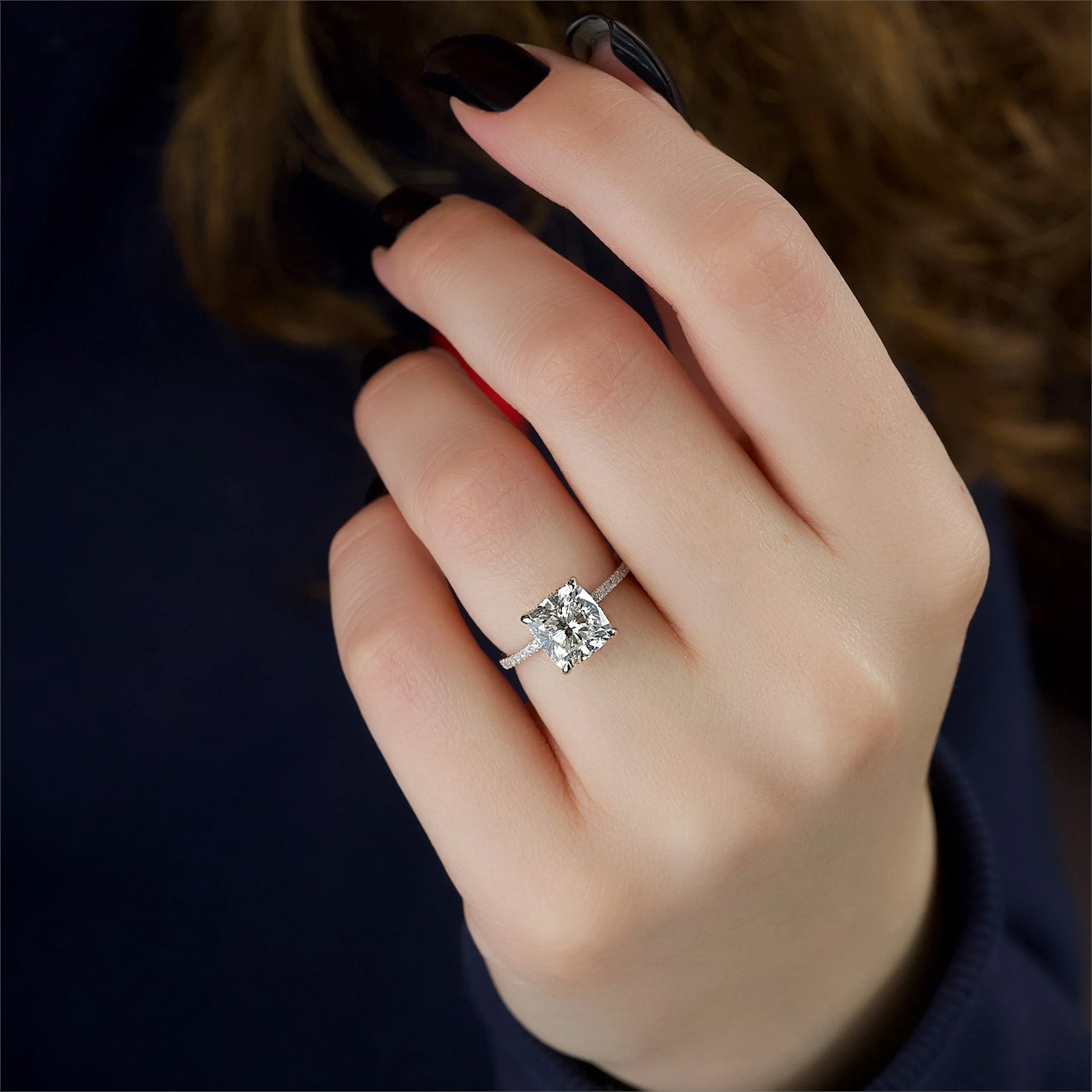 The Pave Gratia Cushion Moissanite Ring - KNT - Engagement Rings, Wedding Bands & Fine Jewelry