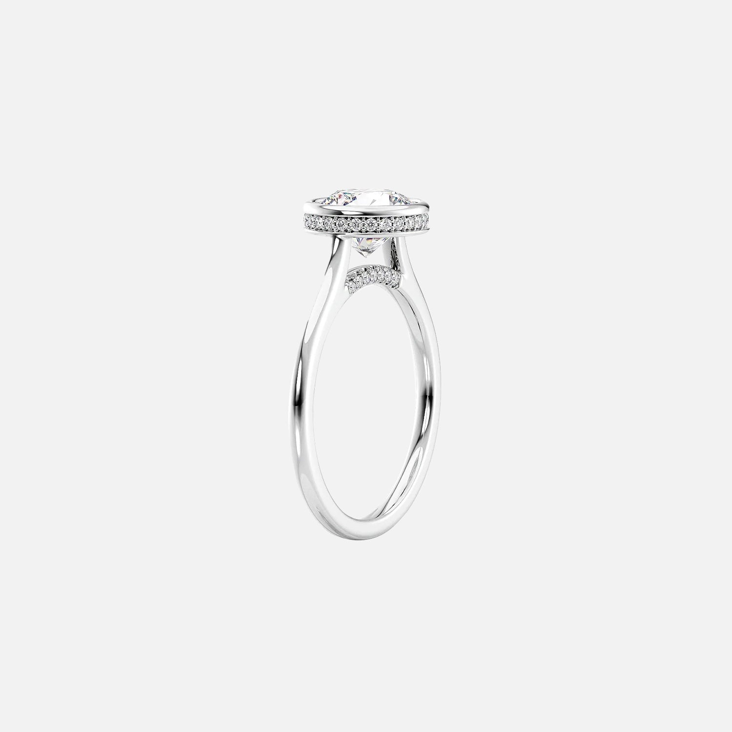 The Bezel Helena Cushion Solitaire Moissanite Ring - KNT - Engagement Rings, Wedding Bands & Fine Jewelry