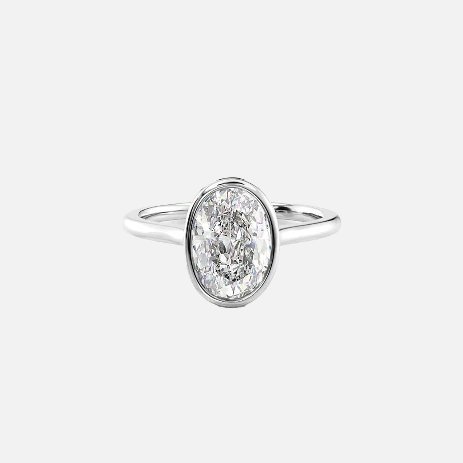 The Bezel Helena Oval Solitaire Moissanite Ring - KNT - Engagement Rings, Wedding Bands & Fine Jewelry