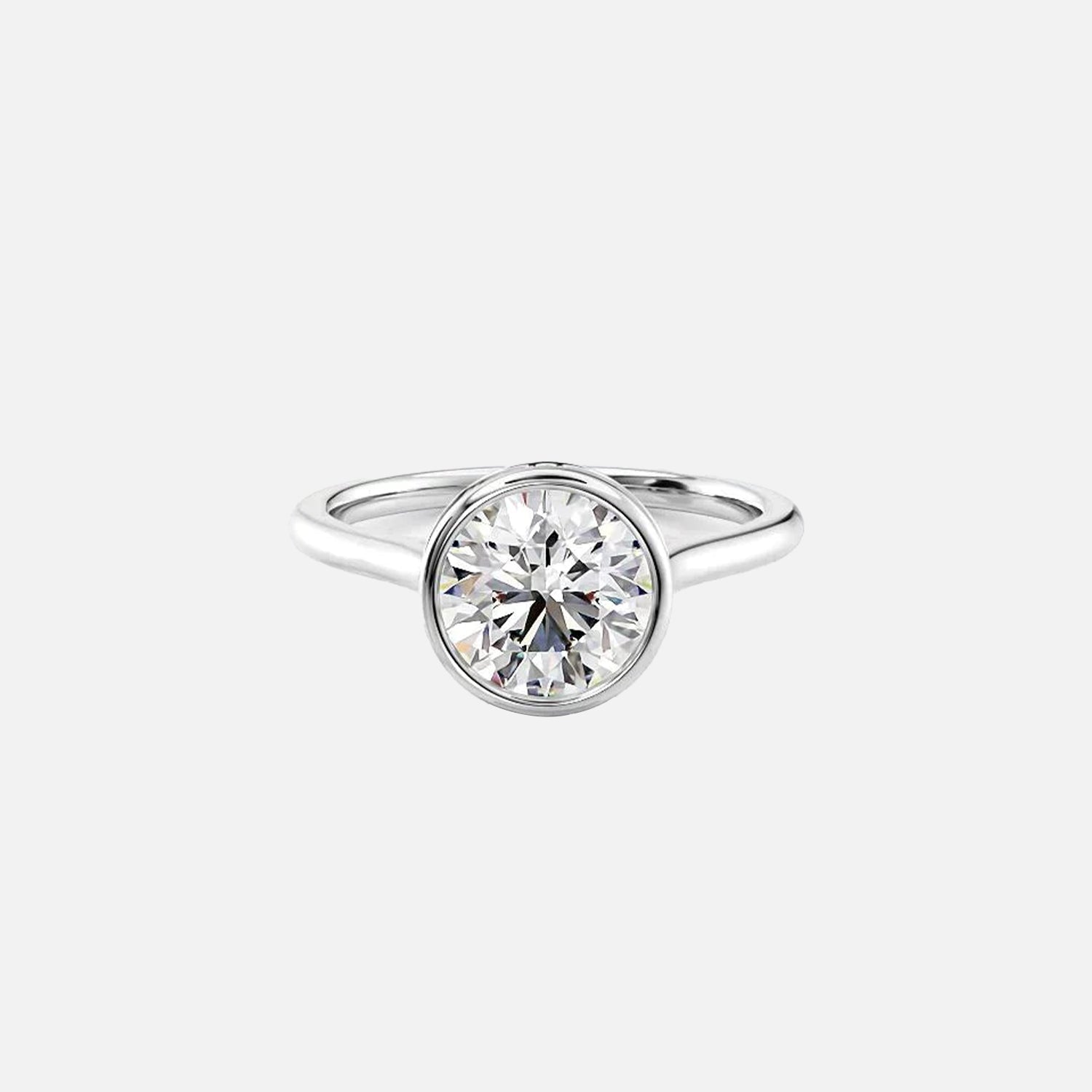 The Bezel Helena Round Solitaire Moissanite Ring - KNT - Engagement Rings, Wedding Bands & Fine Jewelry