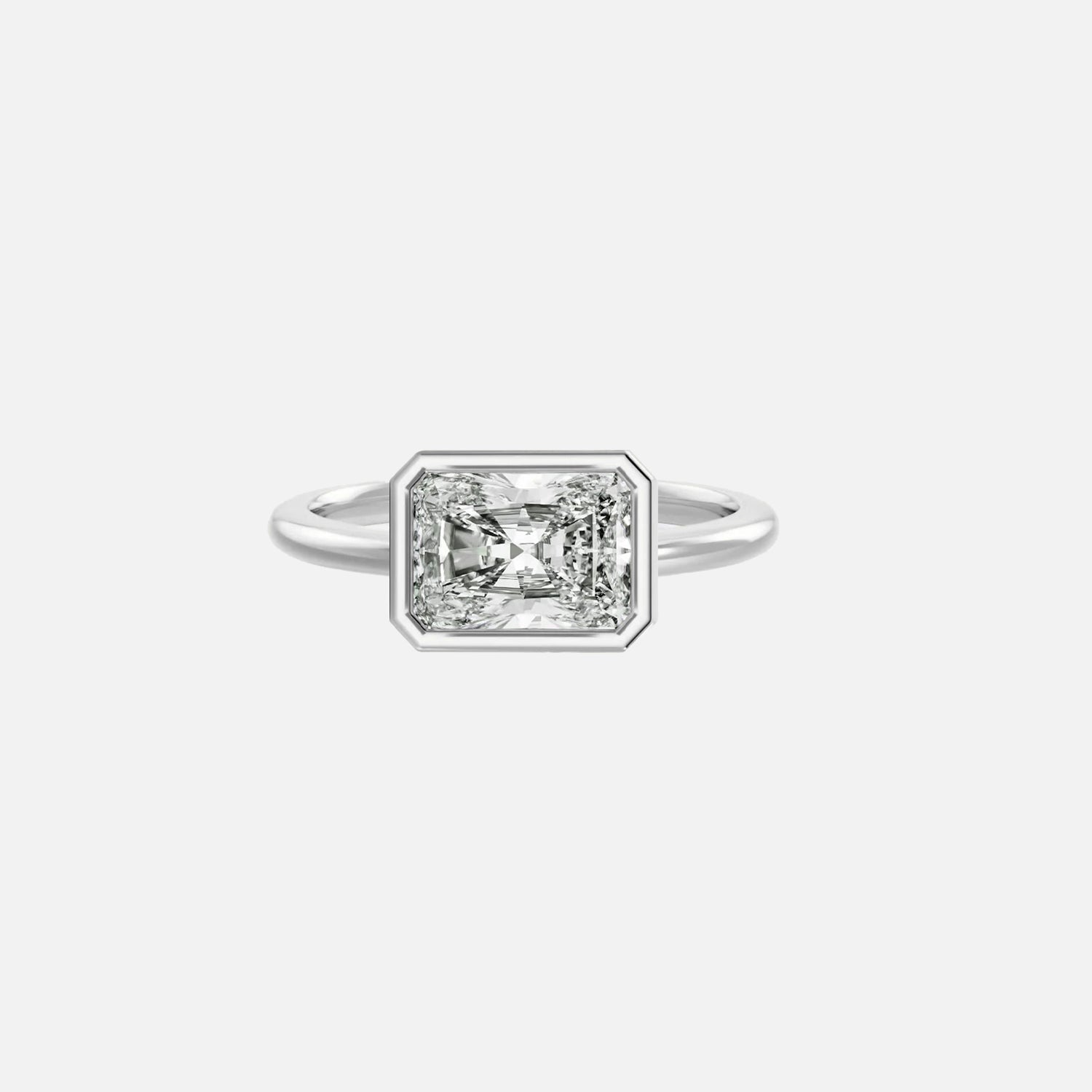 The Bezel Isla Radiant Solitaire Moissanite Ring - KNT - Engagement Rings, Wedding Bands & Fine Jewelry