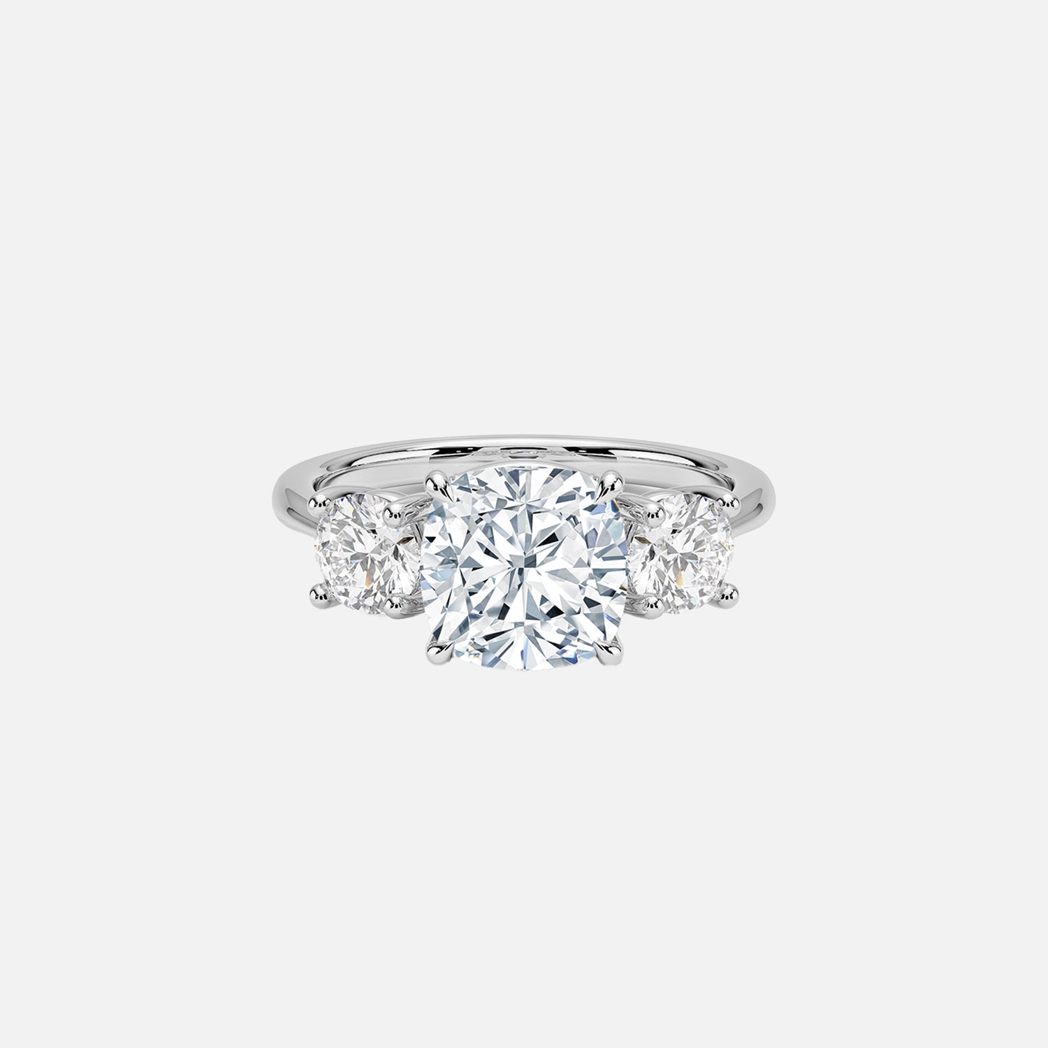 The Three Stone Luna Cushion Moissanite Ring - KNT - Engagement Rings, Wedding Bands & Fine Jewelry