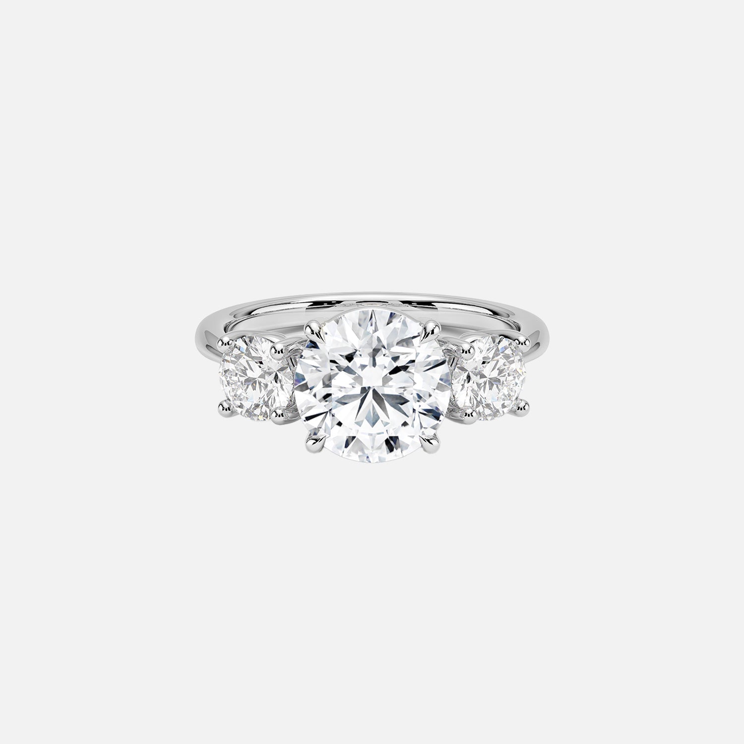 The Three Stone Luna Round Moissanite Ring - KNT - Engagement Rings, Wedding Bands & Fine Jewelry