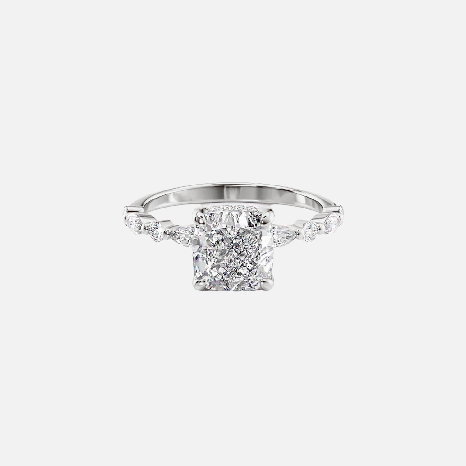 The Hidden Halo Marianne Cushion Pave Moissanite Ring - KNT - Engagement Rings, Wedding Bands & Fine Jewelry