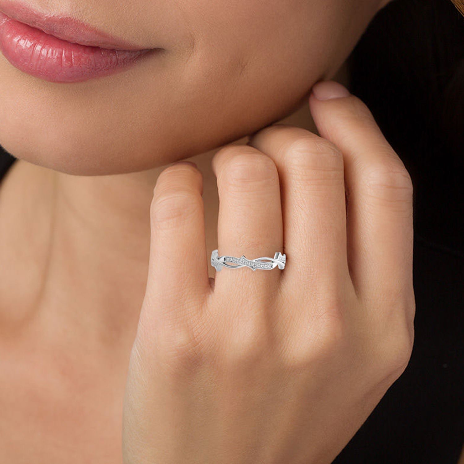 The Pave Meadow's Grace Nature Moissanite Ring