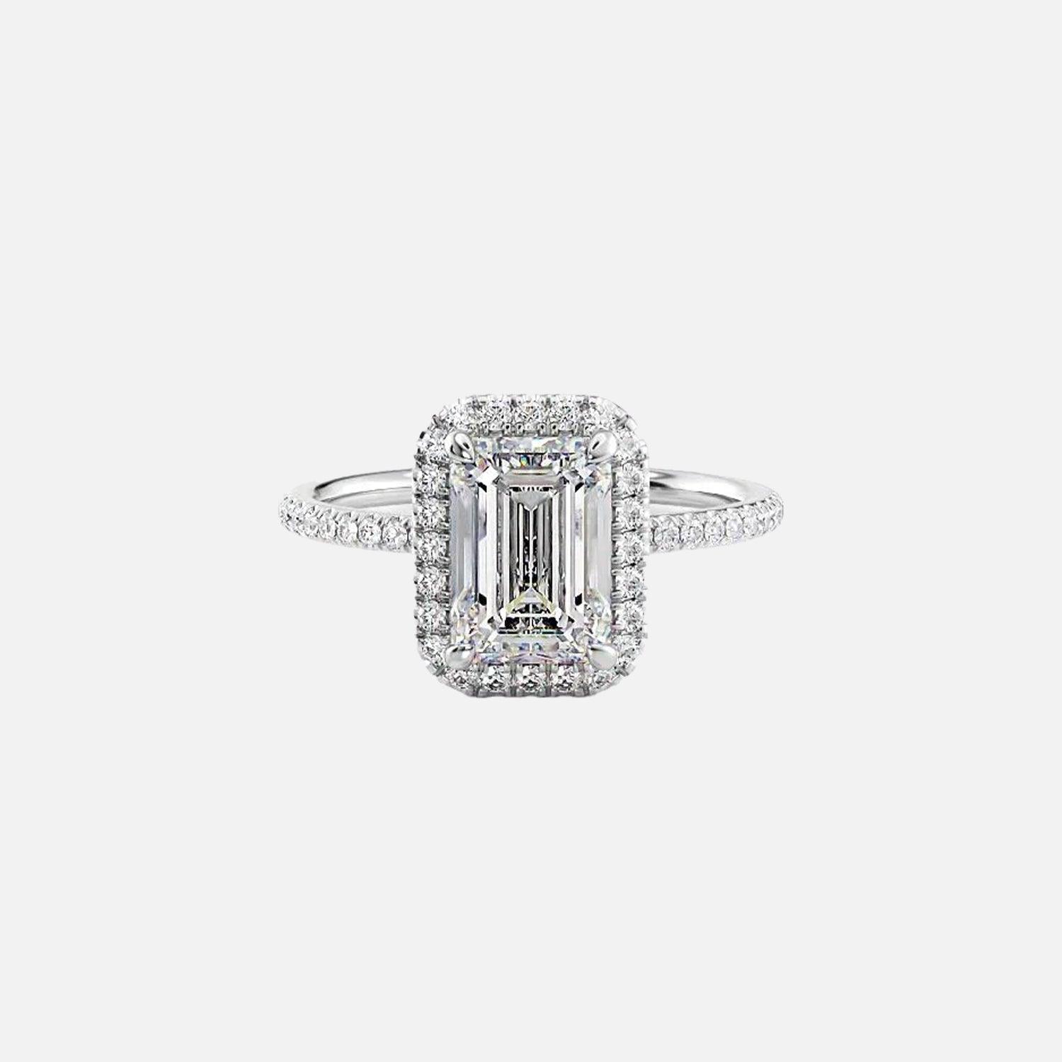 The Halo Michelle Emerald Pave Moissanite Ring - KNT - Engagement Rings, Wedding Bands & Fine Jewelry