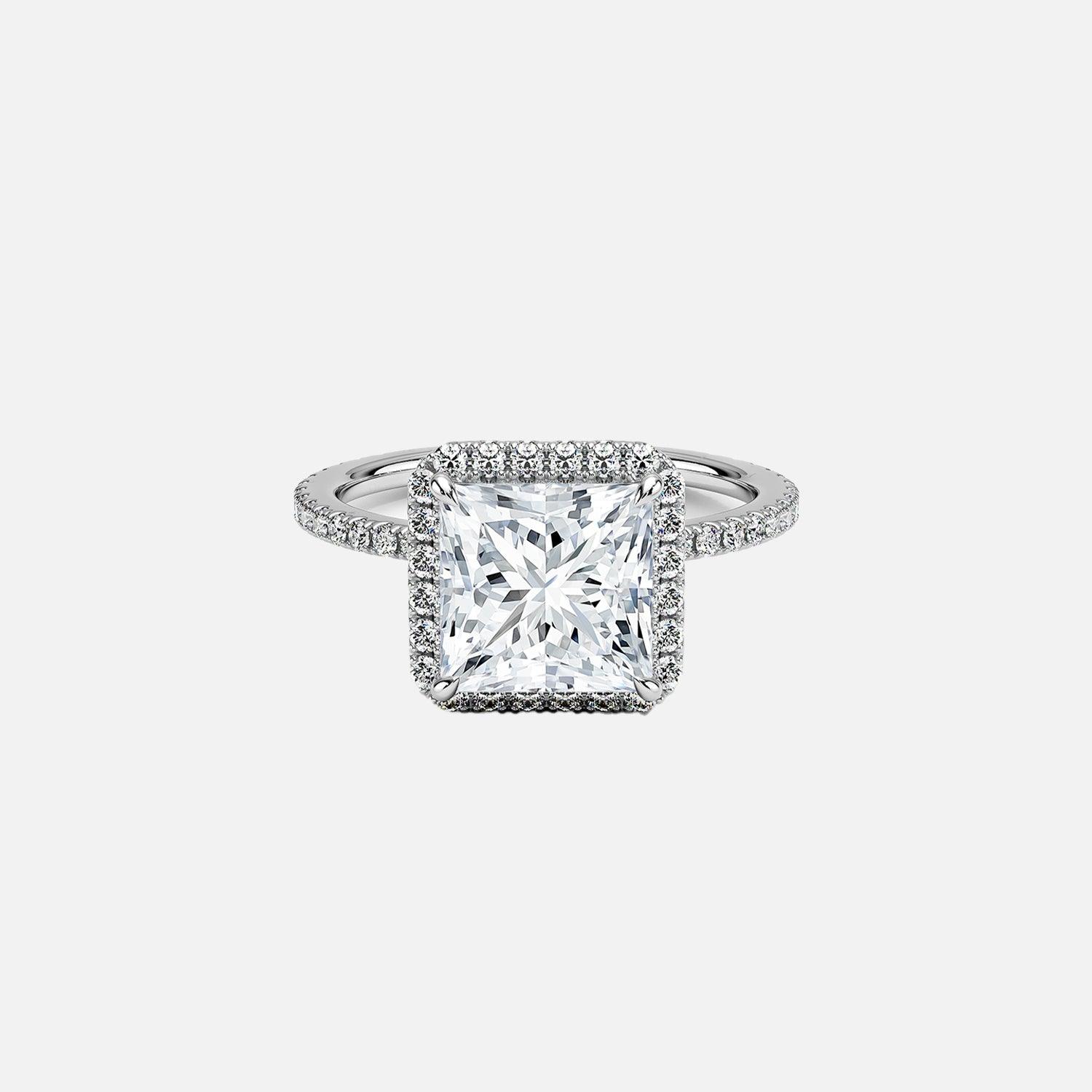 The Halo Michelle Princess Pave Moissanite Ring - KNT - Engagement Rings, Wedding Bands & Fine Jewelry