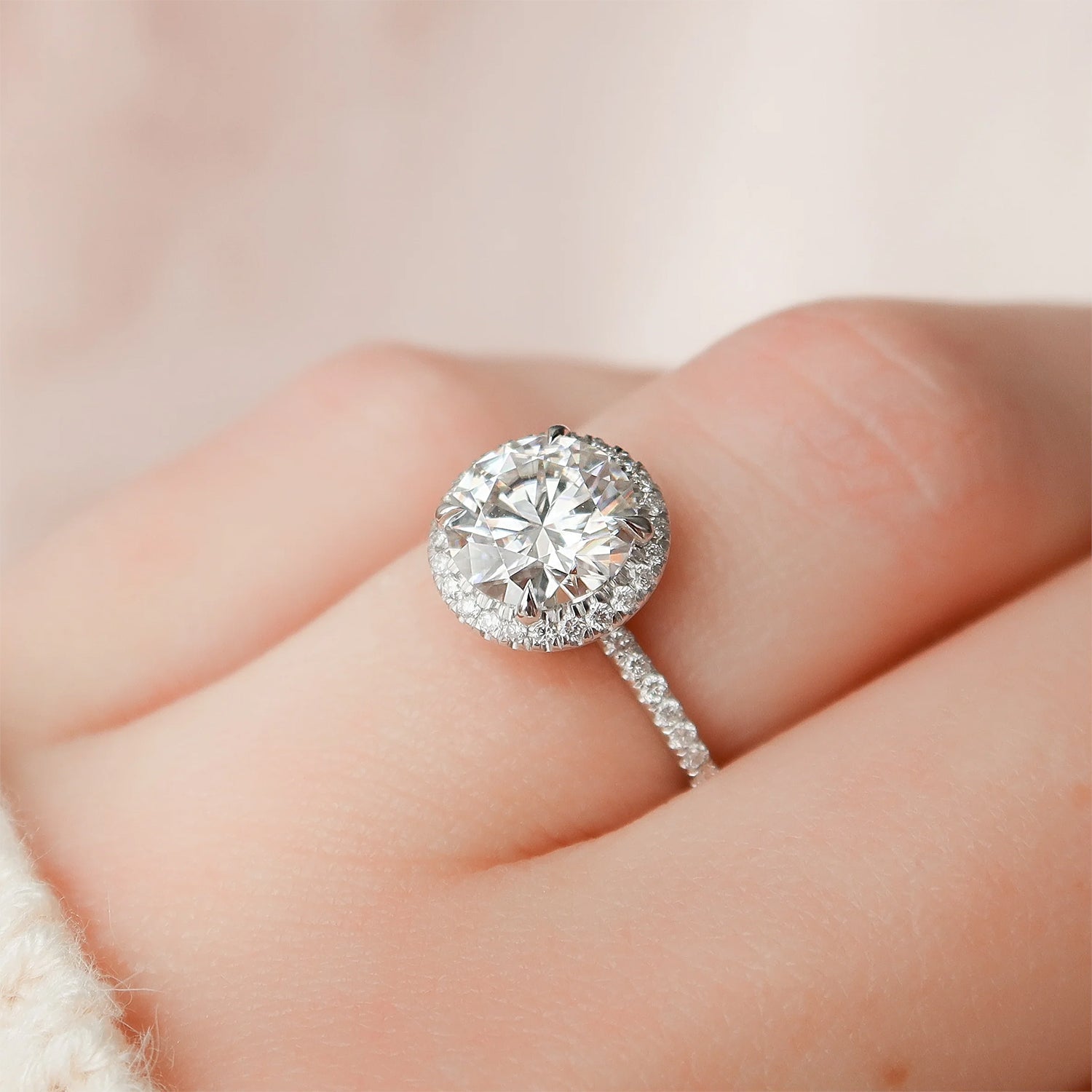 The Halo Michelle Round Pave Moissanite Ring - KNT - Engagement Rings, Wedding Bands & Fine Jewelry