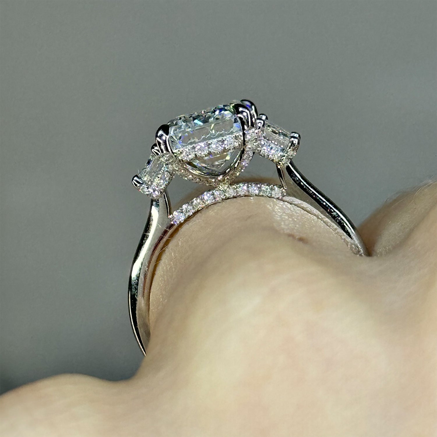 The Three Stone Silvana Radiant Moissanite Ring - KNT - Engagement Rings, Wedding Bands & Fine Jewelry