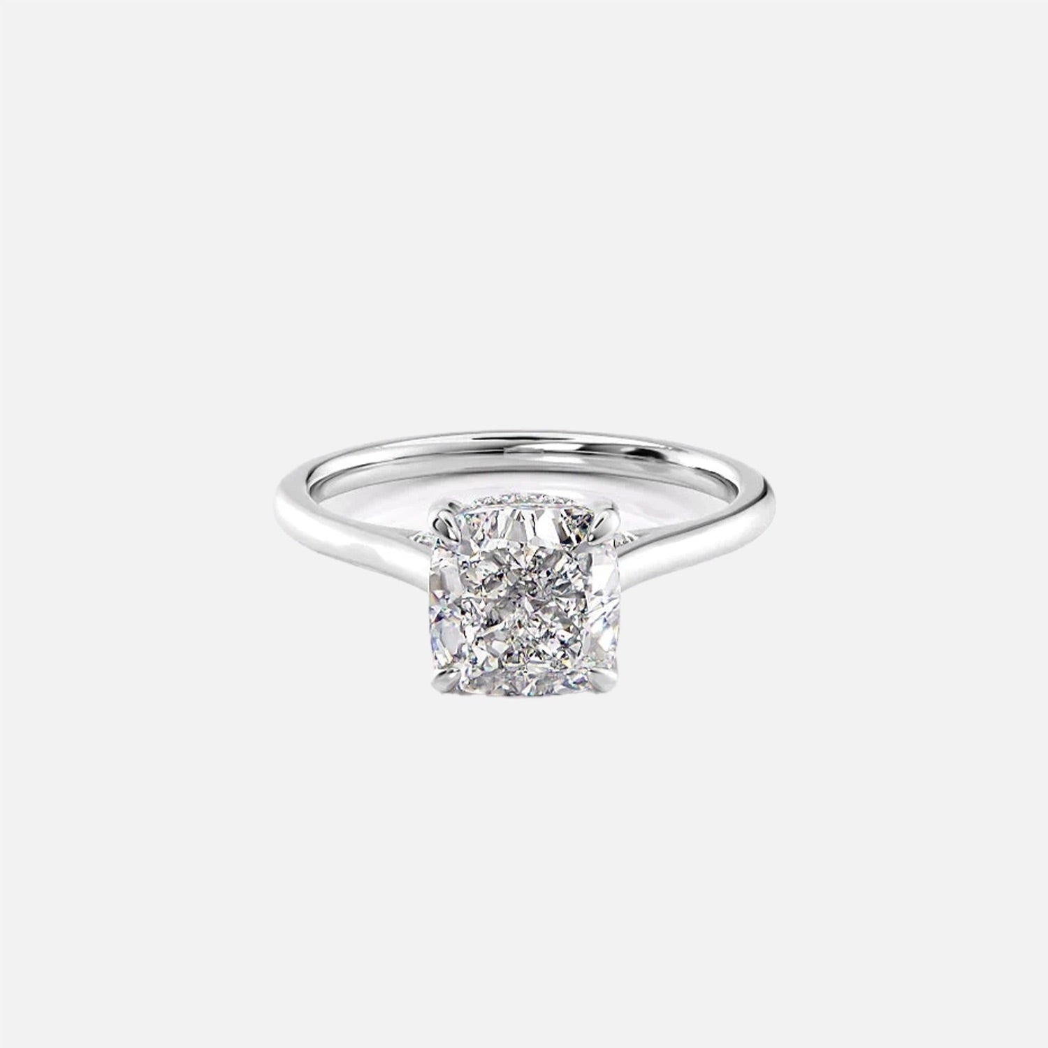 The Hidden Halo Sofia Cushion Solitaire Moissanite Ring - KNT - Engagement Rings, Wedding Bands & Fine Jewelry