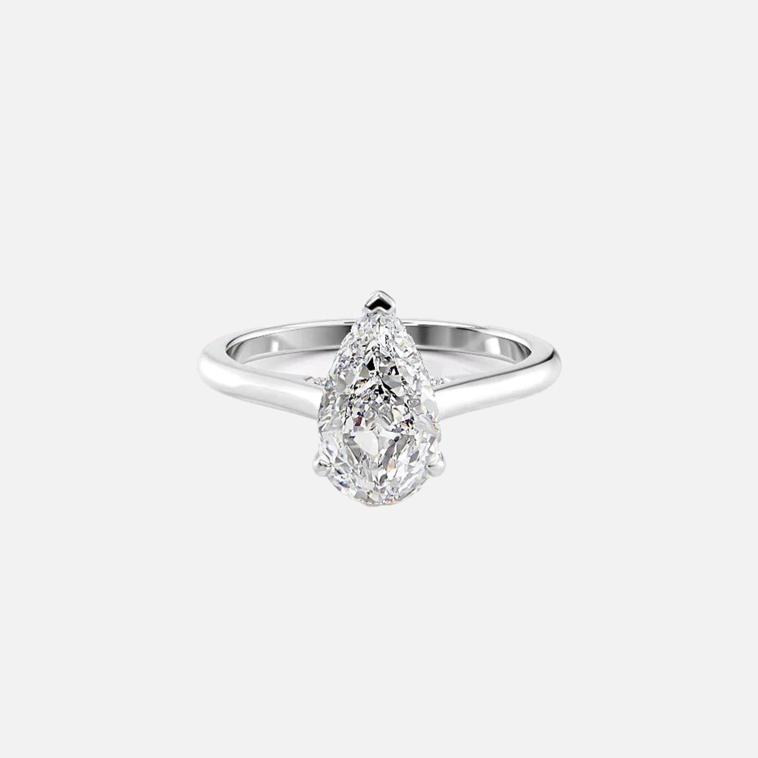 The Hidden Halo Sofia Pear Solitaire Moissanite Ring - KNT - Engagement Rings, Wedding Bands & Fine Jewelry