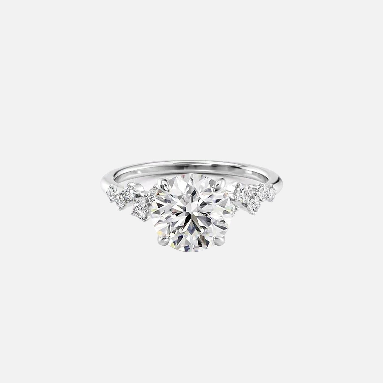 The Hidden Halo Stellar Round Side Stone Moissanite Ring - KNT - Engagement Rings, Wedding Bands & Fine Jewelry